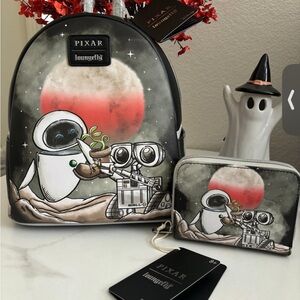 NWT Loungefly Disney Pixar Wall-E & Eve Plant Mini Backpack & Wallet